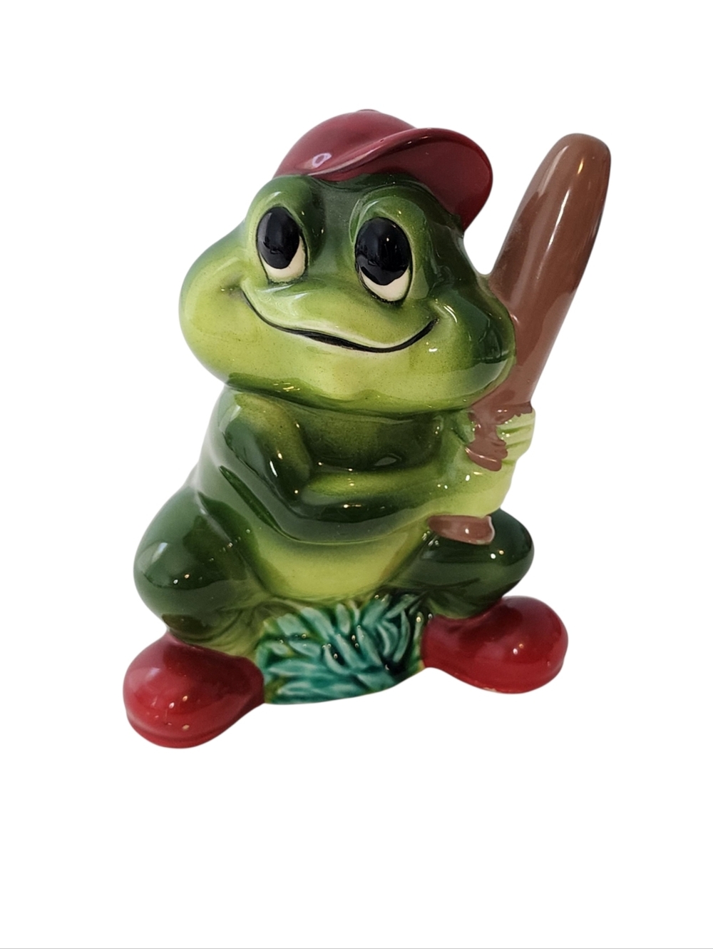 Baseball Player Frog With Bat Vintage Ceramic Coin Piggy Bank Made In Japan